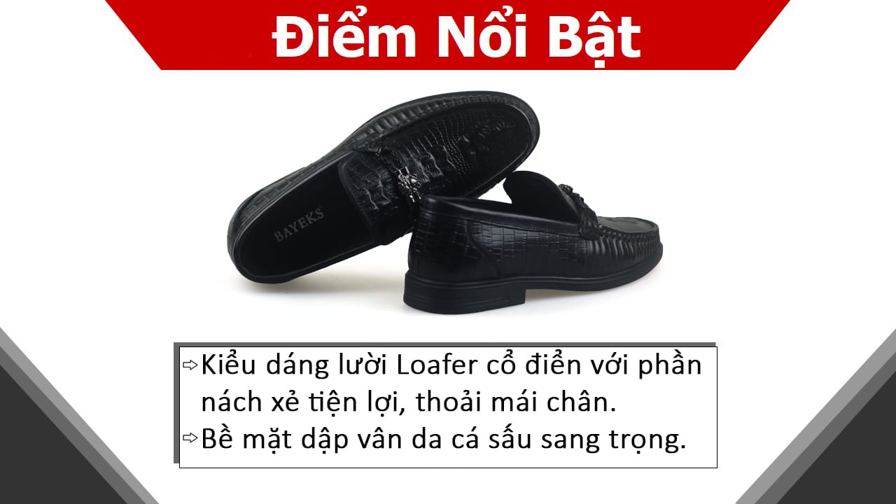 Giày Bit Loafer nam vân da cá sấu